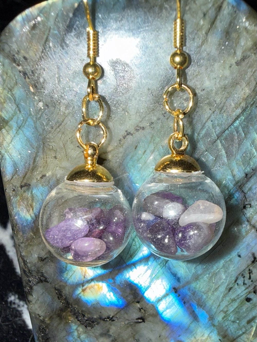 Amethyst Gold Dangle Earrings